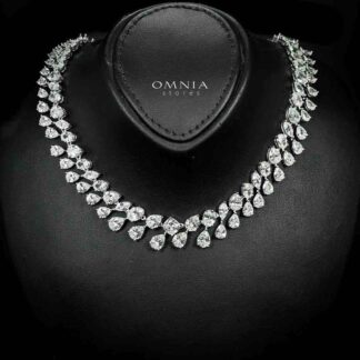 Omnia Zubaida Necklace 925 Silver in High Quality White Simulated Diamonds Stones
