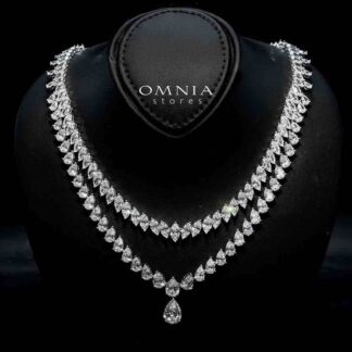 Malika Necklace 925 Silver in High Quality Simulated Diamonds