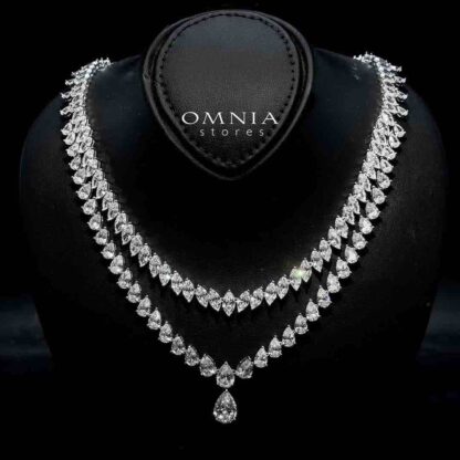 Malika Necklace 925 Silver in High Quality Simulated Diamonds
