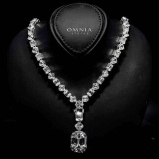 Omnia Zimal Silver Necklace In 925 Silver Certified High Quality Lab Grown Stones