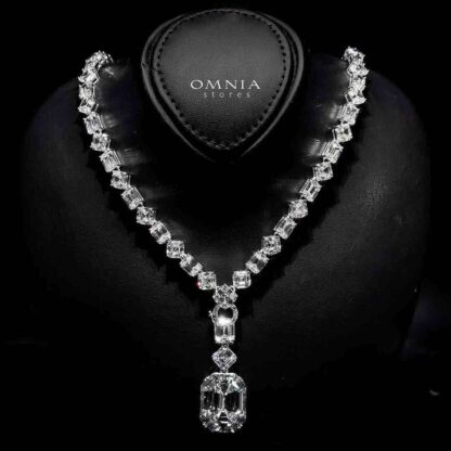 Omnia Zimal Silver Necklace In 925 Silver Certified High Quality Lab Grown Stones