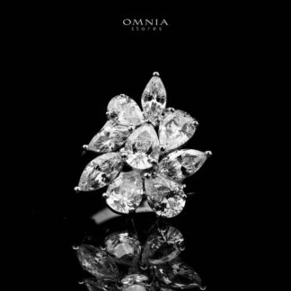 Omnia Caterina Silver Ring in 925 Silver with High-Quality White Simulated Diamonds