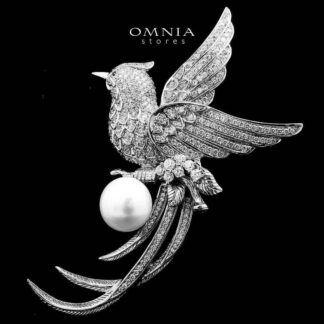 Omnia Batoul Fresh Real Water Pearl brooch in 92.5 Silver In High Quality Simulated diamonds