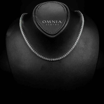 Omnia Zaira Tennis Necklace 40cm 925 Silver in GRA Certified High Quality White Moissanite Stone