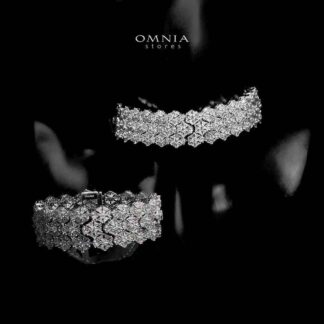 Omnia Saima Silver Set in 92.5 Silver with High-Quality Simulated Diamonds
