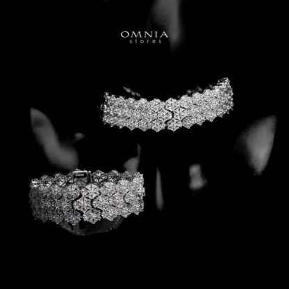 Omnia Saima Silver Set in 92.5 Silver with High-Quality Simulated Diamonds