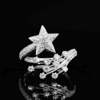 Omnia Calista White Ring 925 Silver in GRA Certified High Quality White Moissanite Stones
