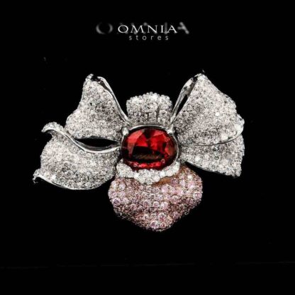 Omnia Banan Brooch in 92.5 Silver with High Quality Simulated Diamonds
