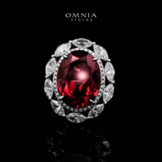 Omnia Ibtisam Red Ring 92.5 Silver Certified in High Quality Lab Grown Ruby Stone