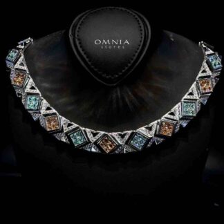 Omnia Parnaz Multi Color Necklace In 925 Silver Certified High Quality Lab Grown Stones
