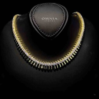 Omnia Nina Gold Plated Necklace In 925 Silver Certified High Quality Lab Grown Stones