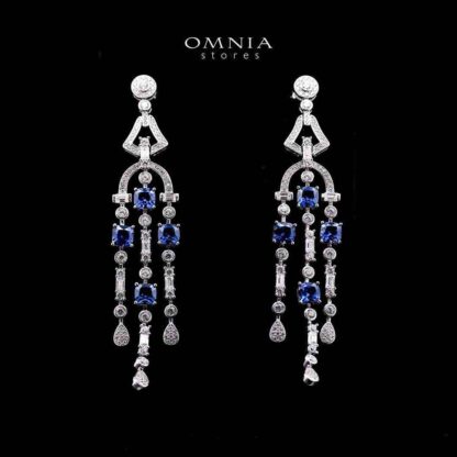 Omnia Khadija Blue Drop Earrings 925 Silver Certified in High Quality Lab Grown Sapphire Stone