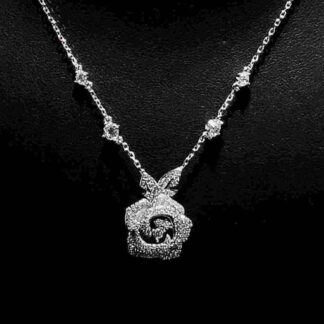 Omnia Raheleh Rose Silver Necklace In 925 Silver High Quality Lab Grown Stones