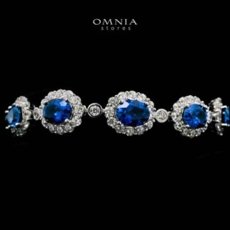 Omnia Mahasin Blue Bracelet 925 Silver Certified in High Quality Lab-Grown Sapphire Stone