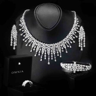 Omnia Sheena White Bridal Full Set in 925 Silver with High Quality Simulated Diamonds