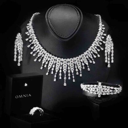 Omnia Sheena White Bridal Full Set in 925 Silver with High Quality Simulated Diamonds