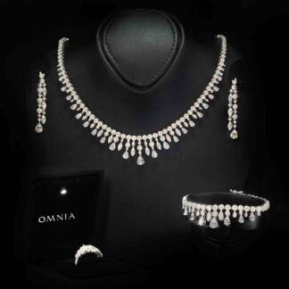 Omnia Syla White Bridal Full Set in 925 Silver with High Quality Simulated Diamonds