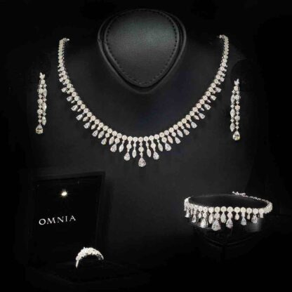 Omnia Syla White Bridal Full Set in 925 Silver with High Quality Simulated Diamonds