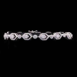 Omnia Rabab White Bracelet in 925 Silver with High Quality Simulated Diamonds