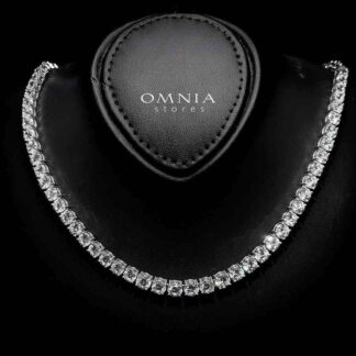 Omnia Diana Tennis Necklace in 42cm with 925 Silver High Quality Simulated Diamonds 4mm