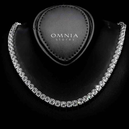 Omnia Diana Tennis Necklace in 42cm with 925 Silver High Quality Simulated Diamonds 4mm