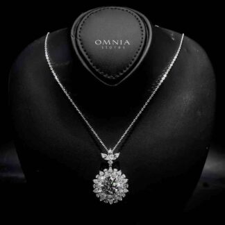 Omnia Juman Silver Necklace In 925 Silver Certified High Quality Lab Grown Stones