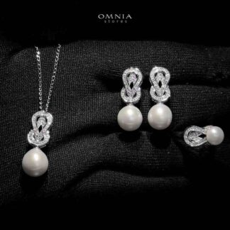 Omnia Alia Fresh Real Water Pearl Set in 92.5 Silver Accessories High Quality Simulated Diamonds