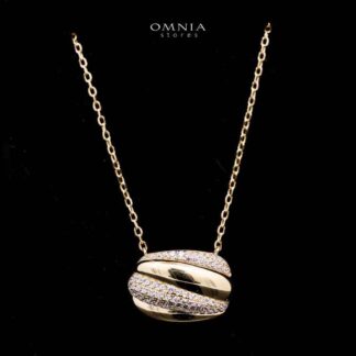 Omnia Elira Golden Necklace in 925 Silver with High-Quality White Simulated Diamonds
