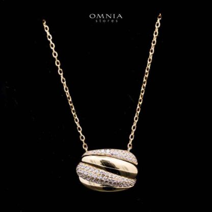 Omnia Elira Golden Necklace in 925 Silver with High-Quality White Simulated Diamonds