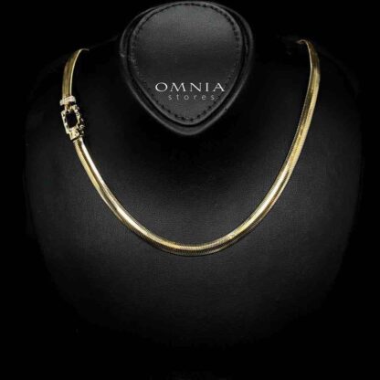 Omnia Karamah Gold Plated Necklace In 925 Silver High Quality Certifited White Lab Grown Stones