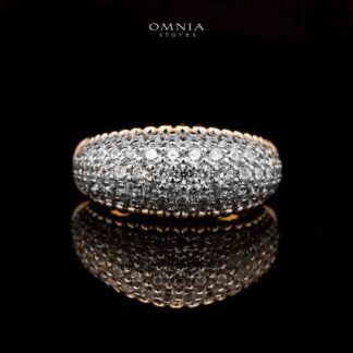 Omnia Taheera Golden Ring in 925 Silver with High-Quality White Simulated Diamonds