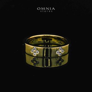 Omnia Hasna White Golden Ring 92.5 Silver Certified in High Quality Moissanite Stone