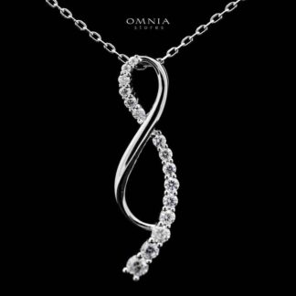 Omnia Tajreed Pendant Necklace 925 Silver in High Quality White Moissanite Stones