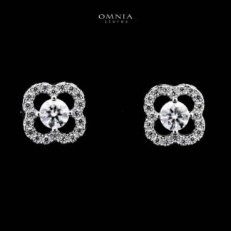 Omnia Kashifah Square Silver Earrings 925 Silver in GRA Certifited High Quality White Moissanite Stones