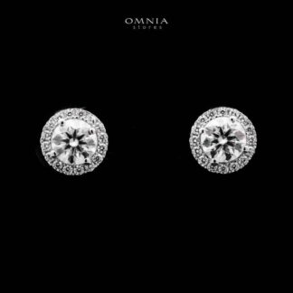 Omnia Basira Silver Stud Earrings 925 Silver in GRA Certifited High Quality White Moissanite Stones