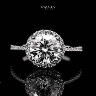 Omnia Nerina Classic Design Silver Ring 925 Silver in GRA Certified High Quality White Moissanite Stone