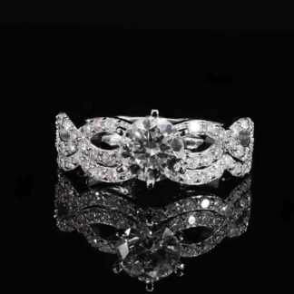 Omnia Zephira Silver Ring 925 Silver in GRA Certified High Quality White Moissanite Stone