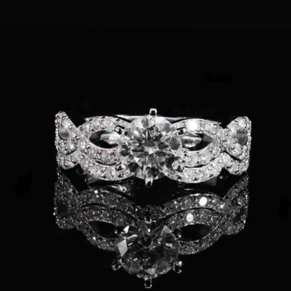Omnia Zephira Silver Ring 925 Silver in GRA Certified High Quality White Moissanite Stone