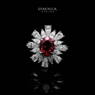 Omnia Jamila Red Ring 92.5 Silver Certified in High Quality Lab Grown Ruby Stone