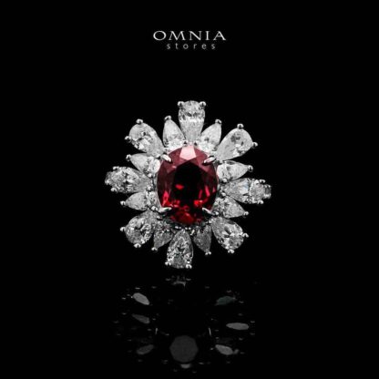 Omnia Jamila Red Ring 92.5 Silver Certified in High Quality Lab Grown Ruby Stone