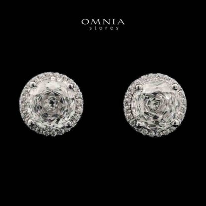 Vayla White Stud Earrings In 925 Silver High Quality Simulated Diamonds