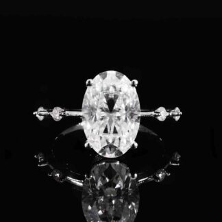 Omnia Ghina White Ring 92.5 Silver Certified in High Quality Moissanite Stone
