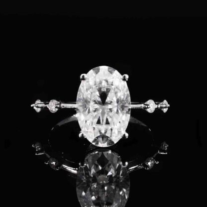 Omnia Ghina White Ring 92.5 Silver Certified in High Quality Moissanite Stone