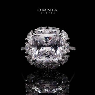 Hoor White Princess Cut Statement Ring in 925 Silver with High-Quality Simulated Diamonds