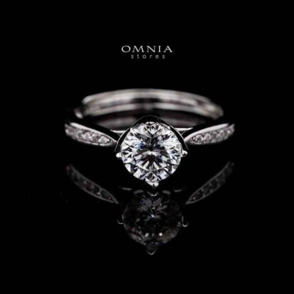 Omnia Classic Twist Engagement Ring in 925 Sterling Silver with High-Quality Iced Cut Stone