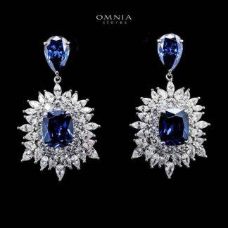 Omnia Thalia Blue Earring in 92.5 Silver High Quality Simulated diamonds