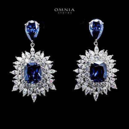 Omnia Thalia Blue Earring in 92.5 Silver High Quality Simulated diamonds