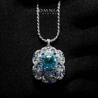 Doha Divine Floral Blue Necklace in 925 Silver with High-Quality Simulated Diamonds - Blue