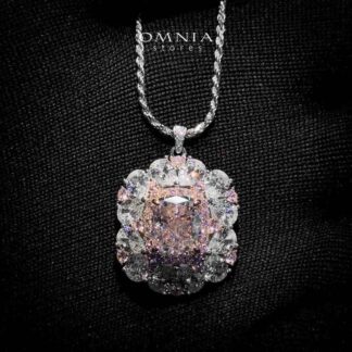 Dubai Pink Floral Design Necklace In 925 Silver High Quality Simulated Diamonds