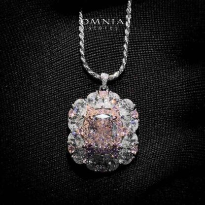Dubai Pink Floral Design Necklace In 925 Silver High Quality Simulated Diamonds
